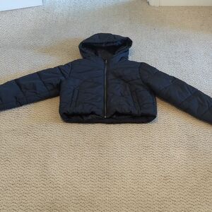 Vans Kids Black Hooded Puffer Cropped Jacket